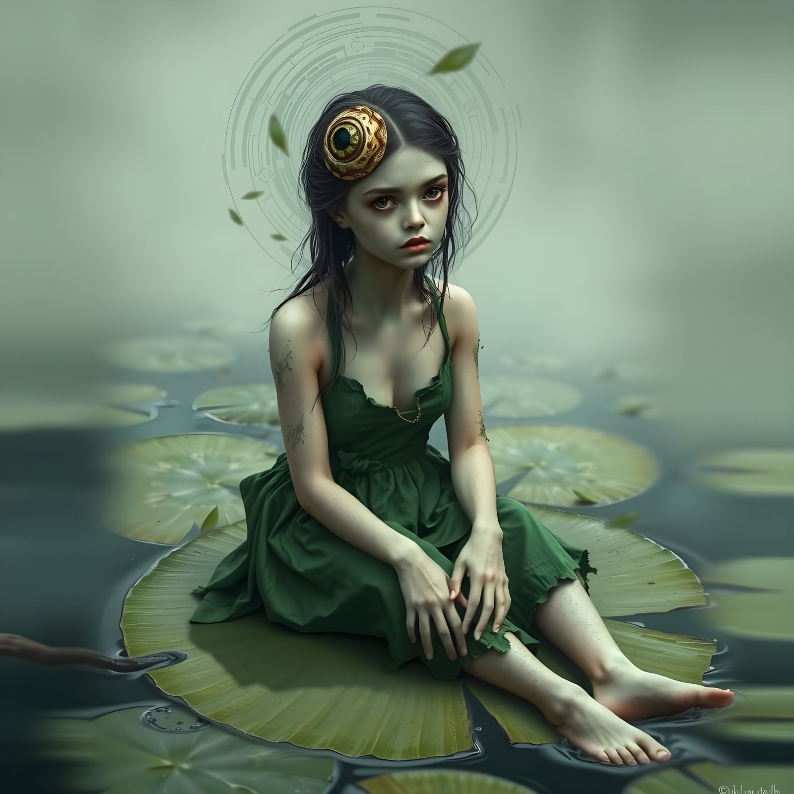 Surrealism: A Woman Transformed into a Frog in a Dreamlike S...