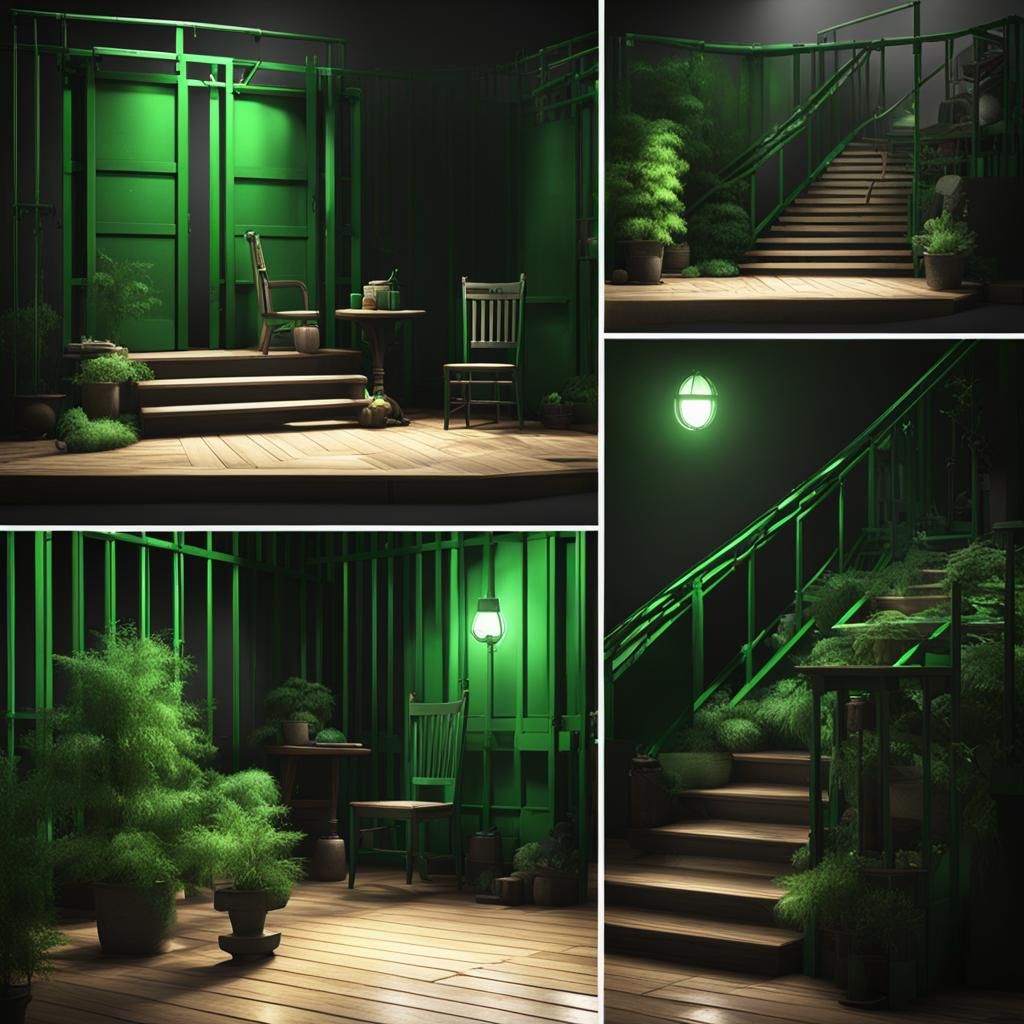 Green Lit Decorations: 3D Shading Artstation Style