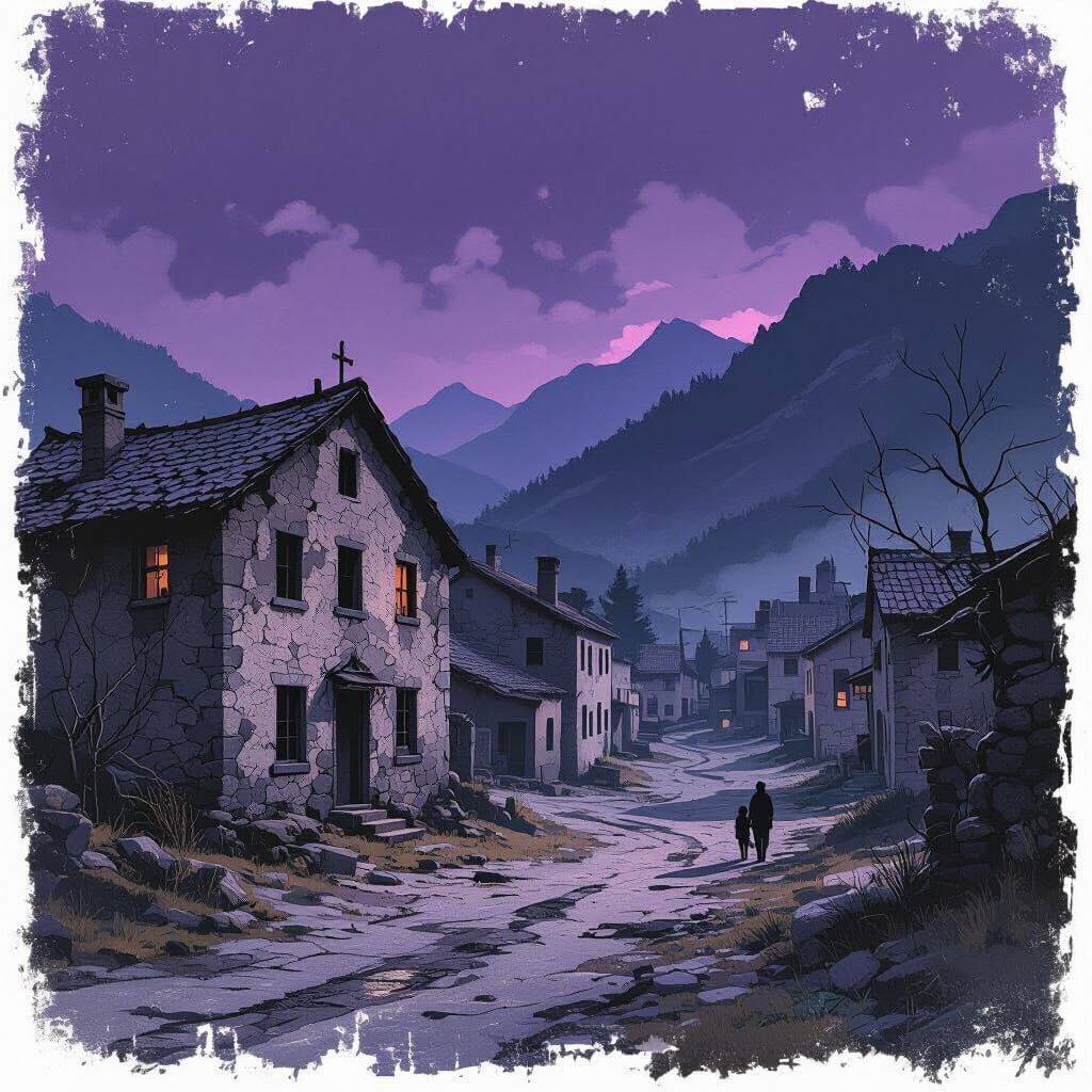 Noir Abandoned Town in Purple Haze