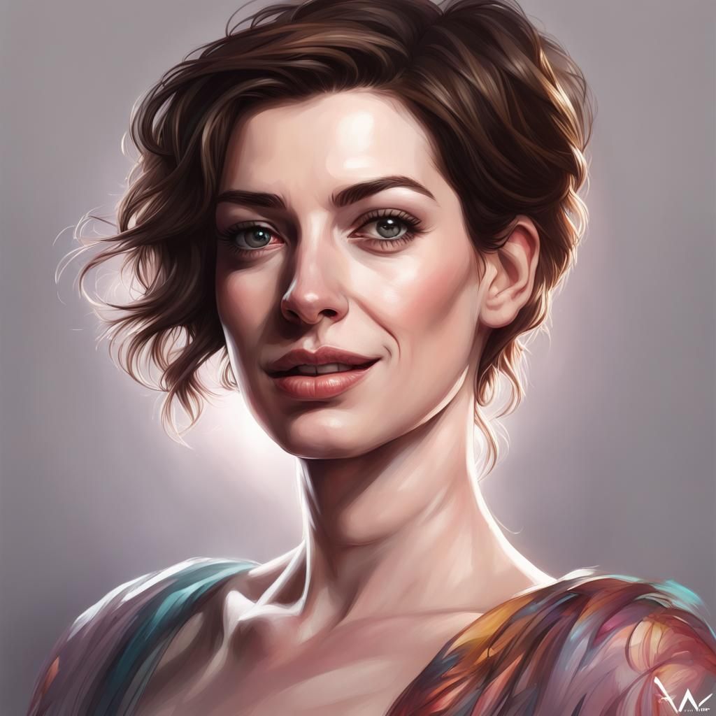 Anne Hathaway Portrait in Concept Art Style
