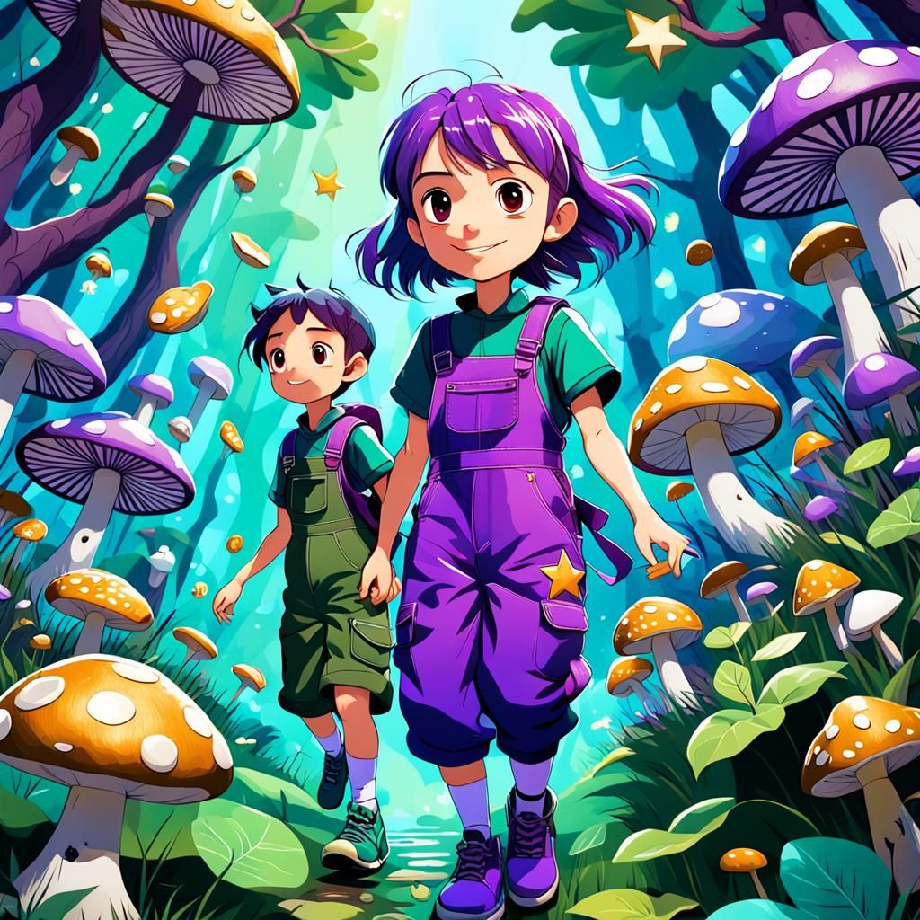Anime-Inspired Children Playing in Whimsical Game World