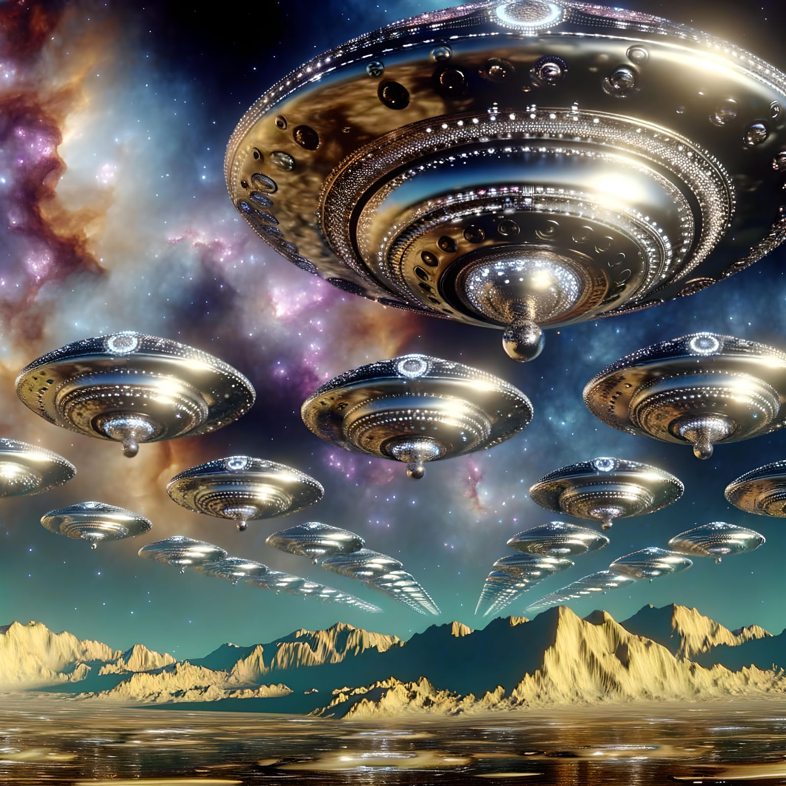 An armada of UFOs.
