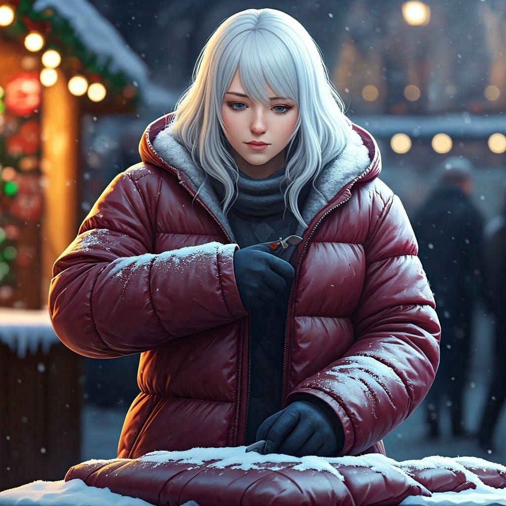 Christmas Market Ice Sculpture by Anime Artist