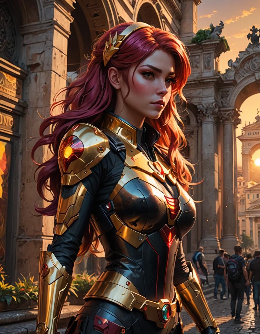 Sunset Shimmer in Rome: Cyberpunk Portrait