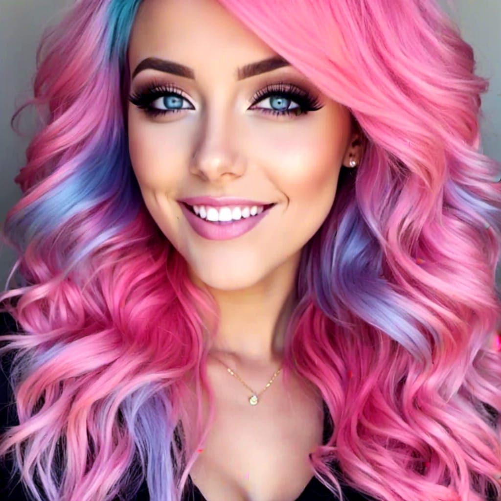 Pastel Rainbow Woman Portrait in Hyperreal Style