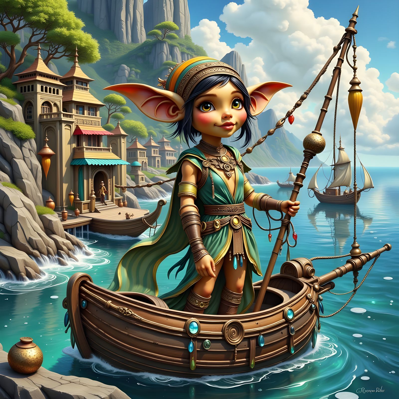 Gelfling Sailors Amidst Whimsical Coastal Villages