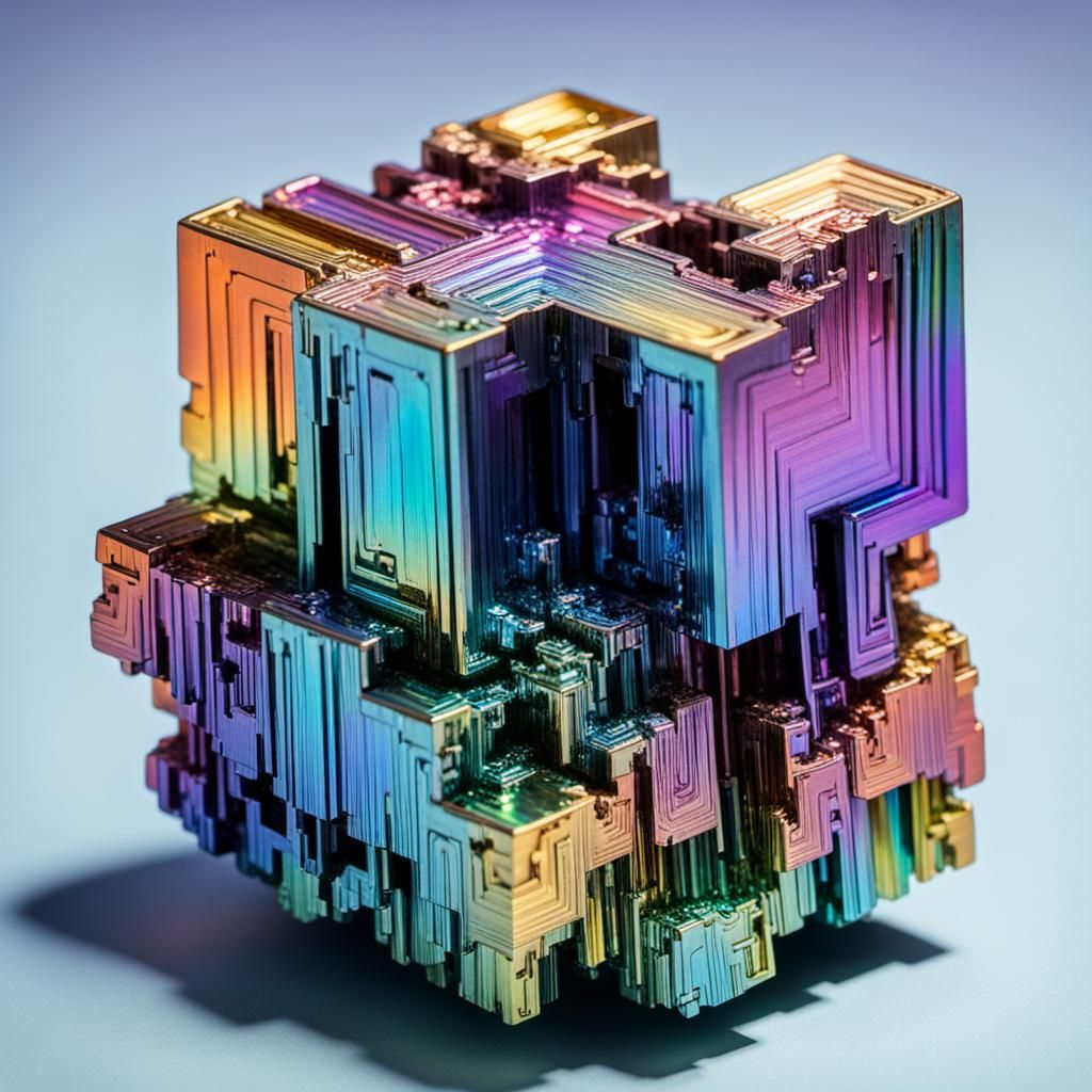 Melting Bismuth Crystal: A Colorful Close-Up