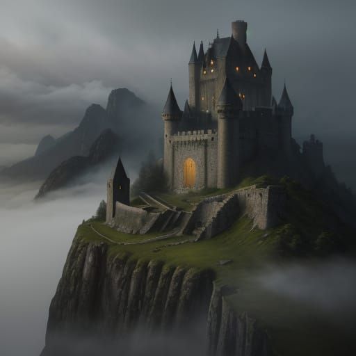 Heroic Quest in Ancient Ruins - Fantasy Oil Painting