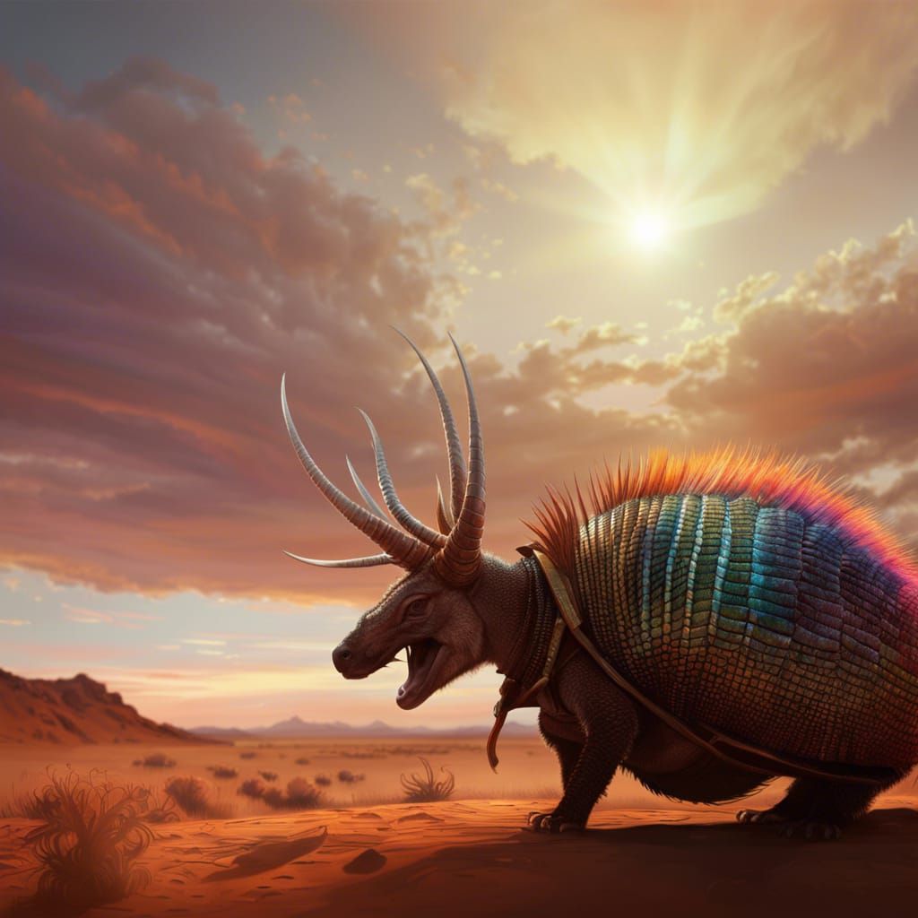 Screaming Armadillo in Desert Sunset: Dark Style