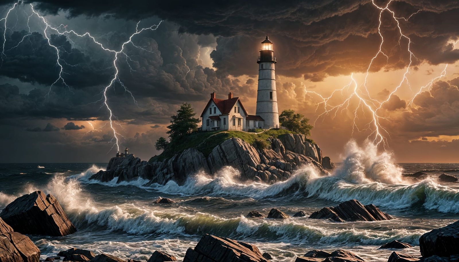 Marblehead Lighthouse in Storm: Fantasy Concept Art