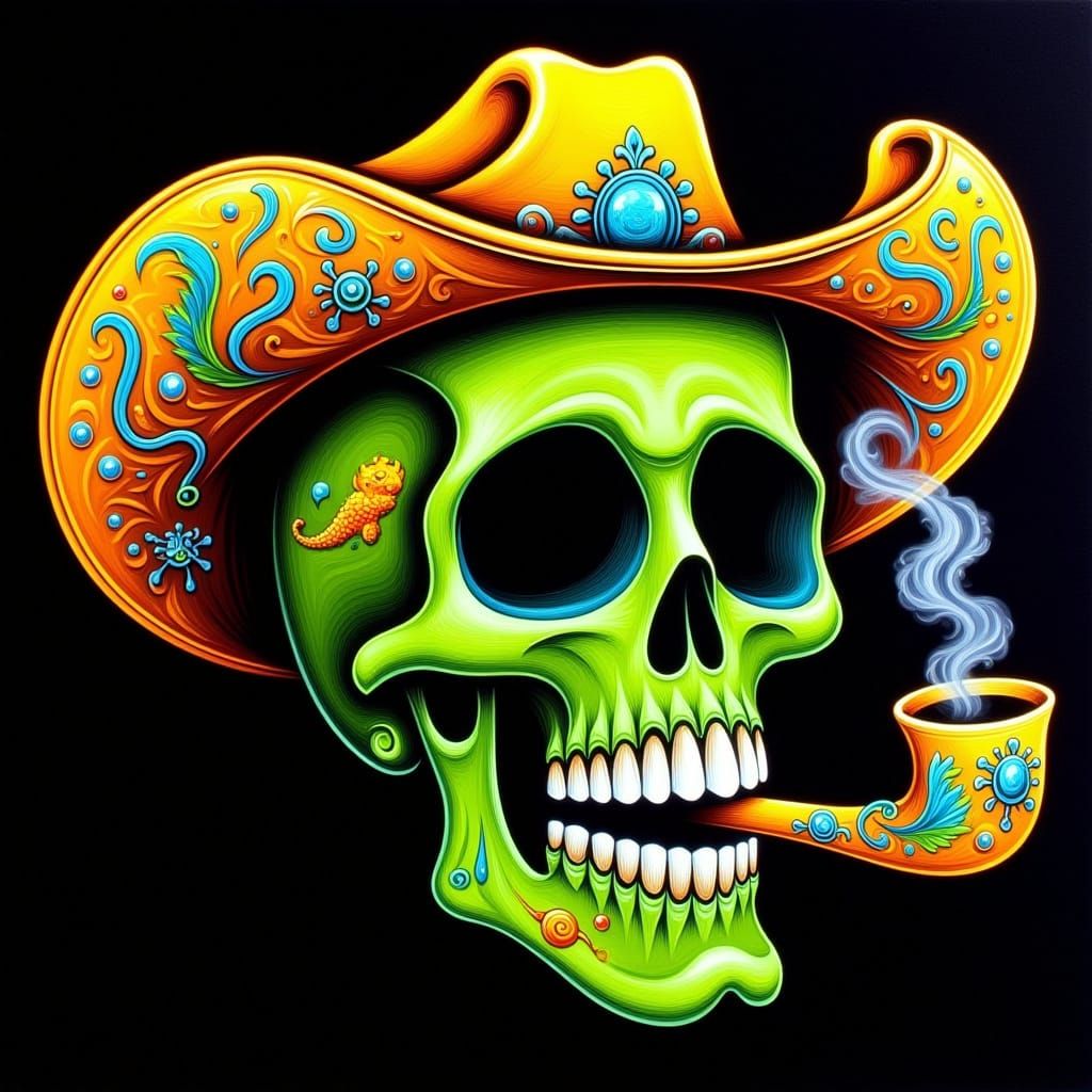 Green Skull Smoking Pipe in Whimsical Style