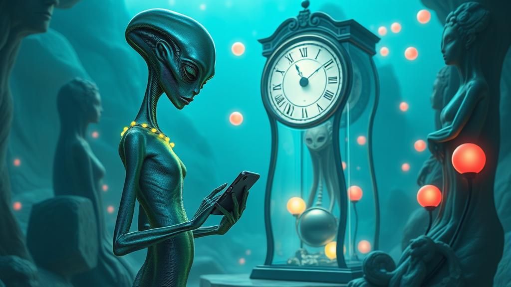 Aliens Converse in Surrealist Biomorphic Dreamscape