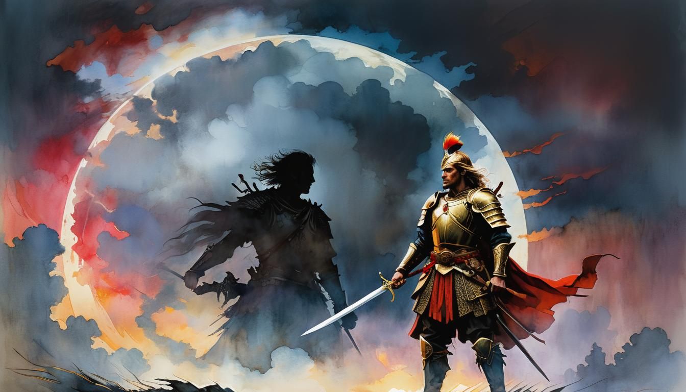 Warrior Sunrise: Fairy Tale Illustration