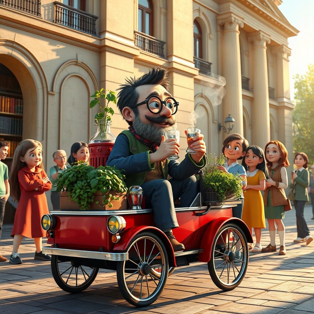 Pixar-Style 3D Emolientero at Barranco Library