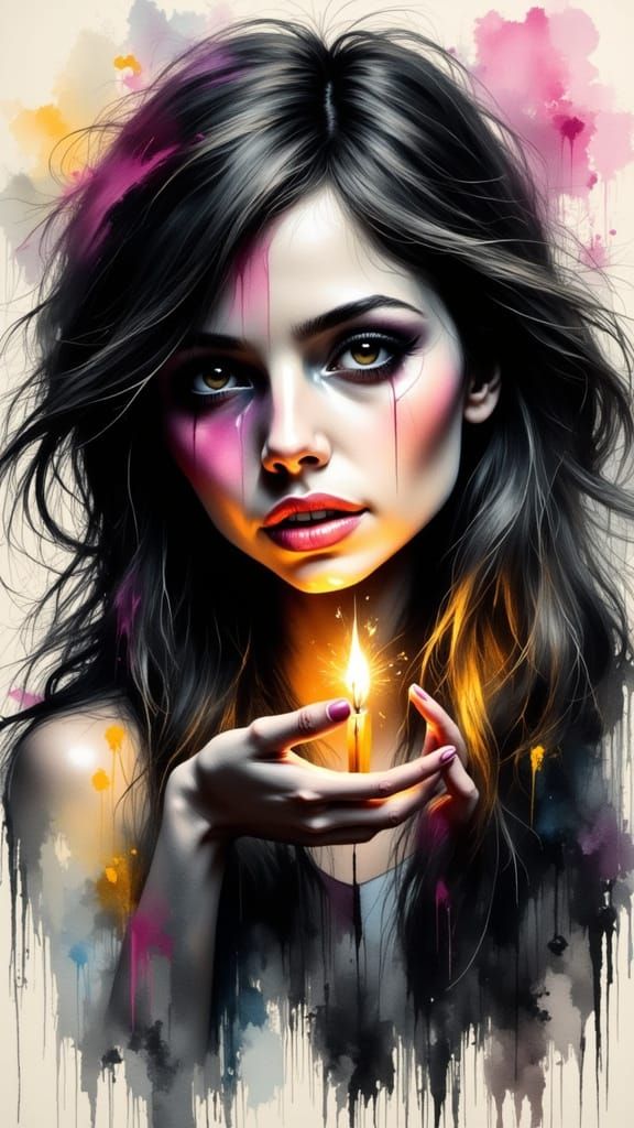 Sarah Michelle in Dramatic Portrait with Smoky Grunge Aesthe...