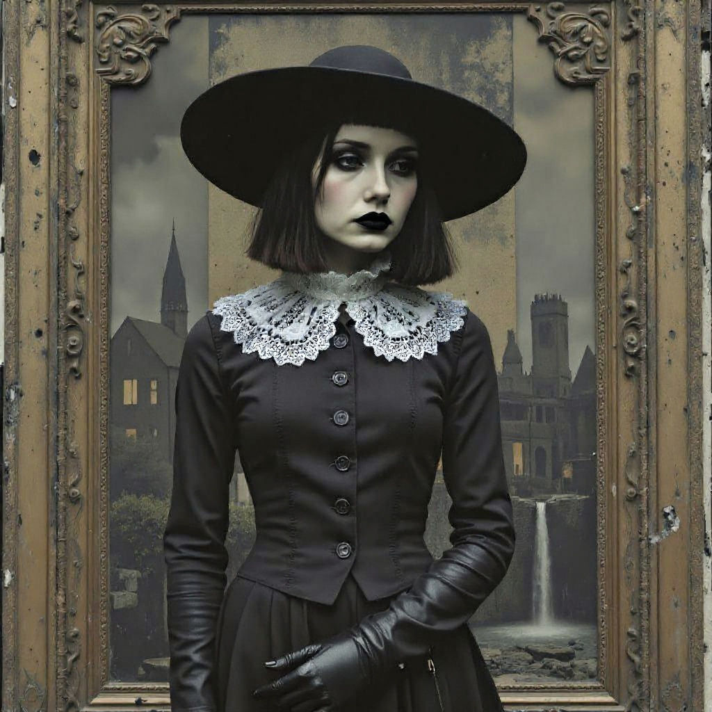 Goth Girl Portrait in Gilded Frame