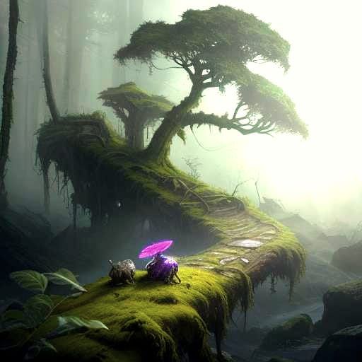 Iridescent Beetle Panorama in Volumetric Lighting