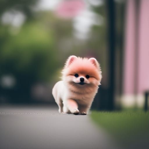 Pink Pomeranian Portrait in Natural Lighting