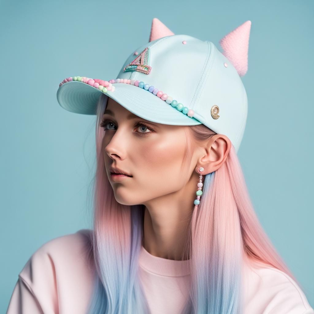 Cotton Candy Pastel Hat with Bead Details