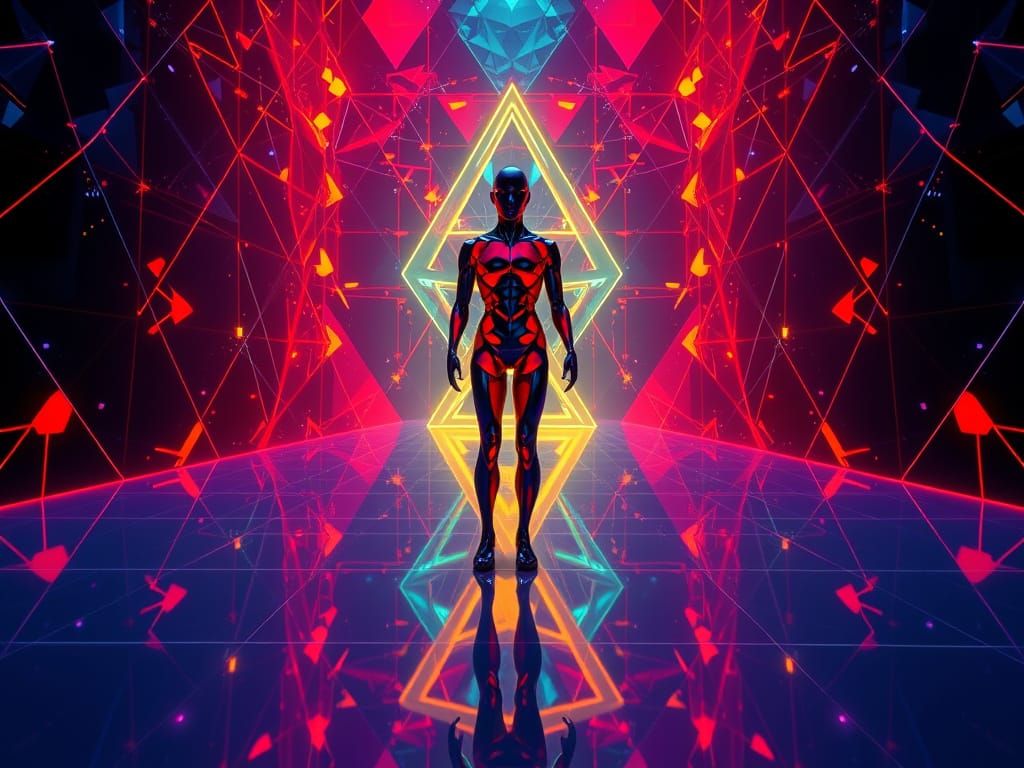 Ethereal Geometric Realm in Vibrant Abstraction