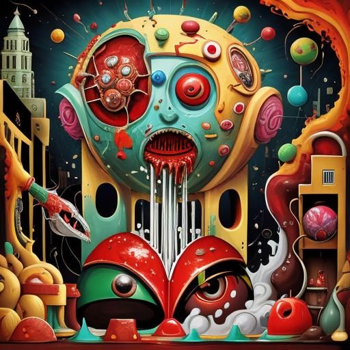 Surreal Cubist Dreamscape of Decaying Organs