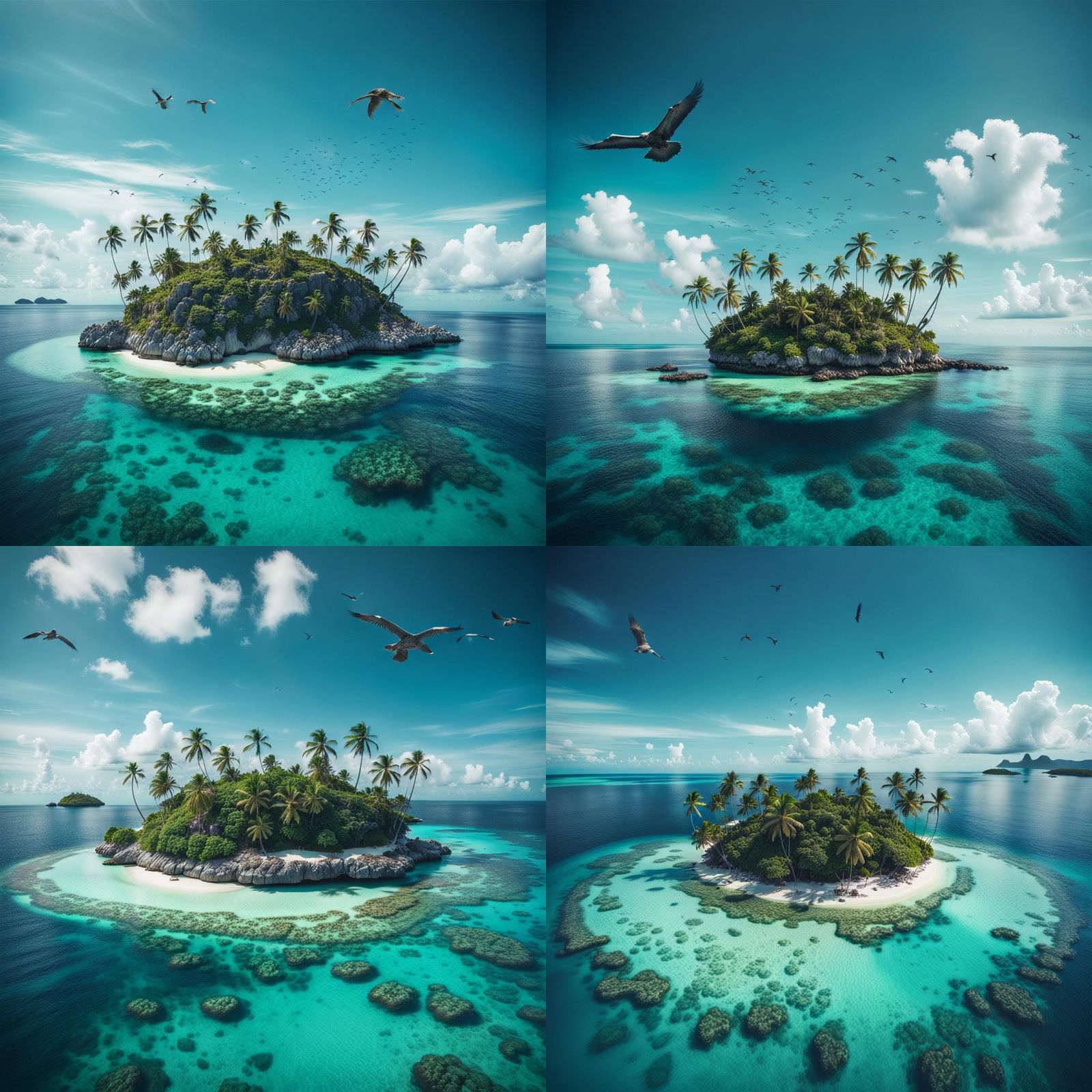 Cinematic Remote Island Paradise with Coral Reef