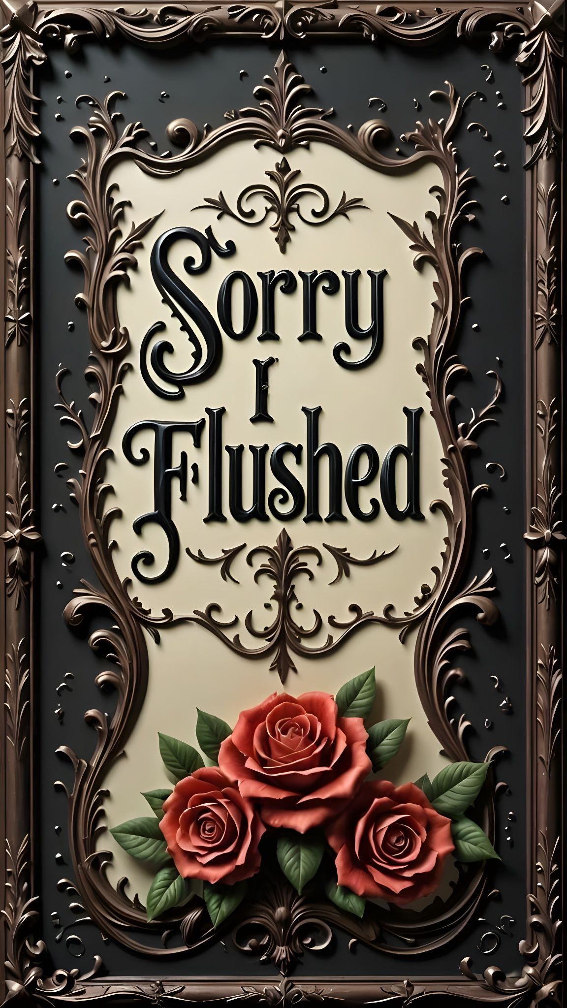 Capital Letters and Words Spell Out "Sorry I Flushed"