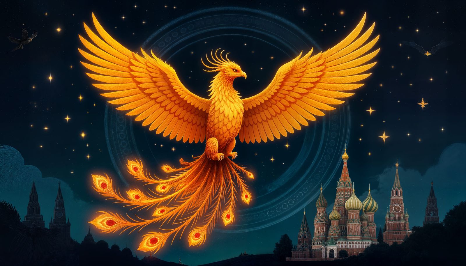 Majestic Phoenix Illustration with Fiery Wings
