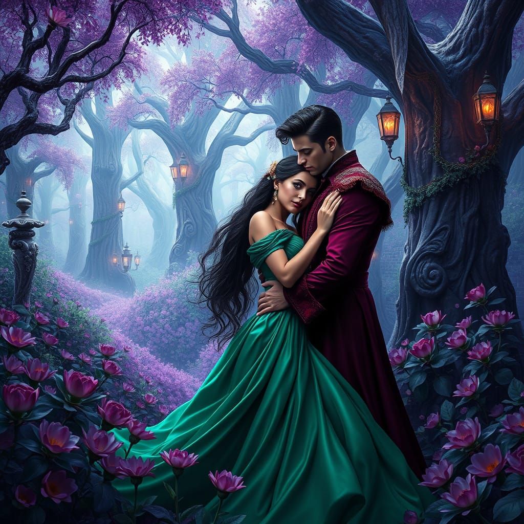 Whimsical Romance in Emerald and Burgundy