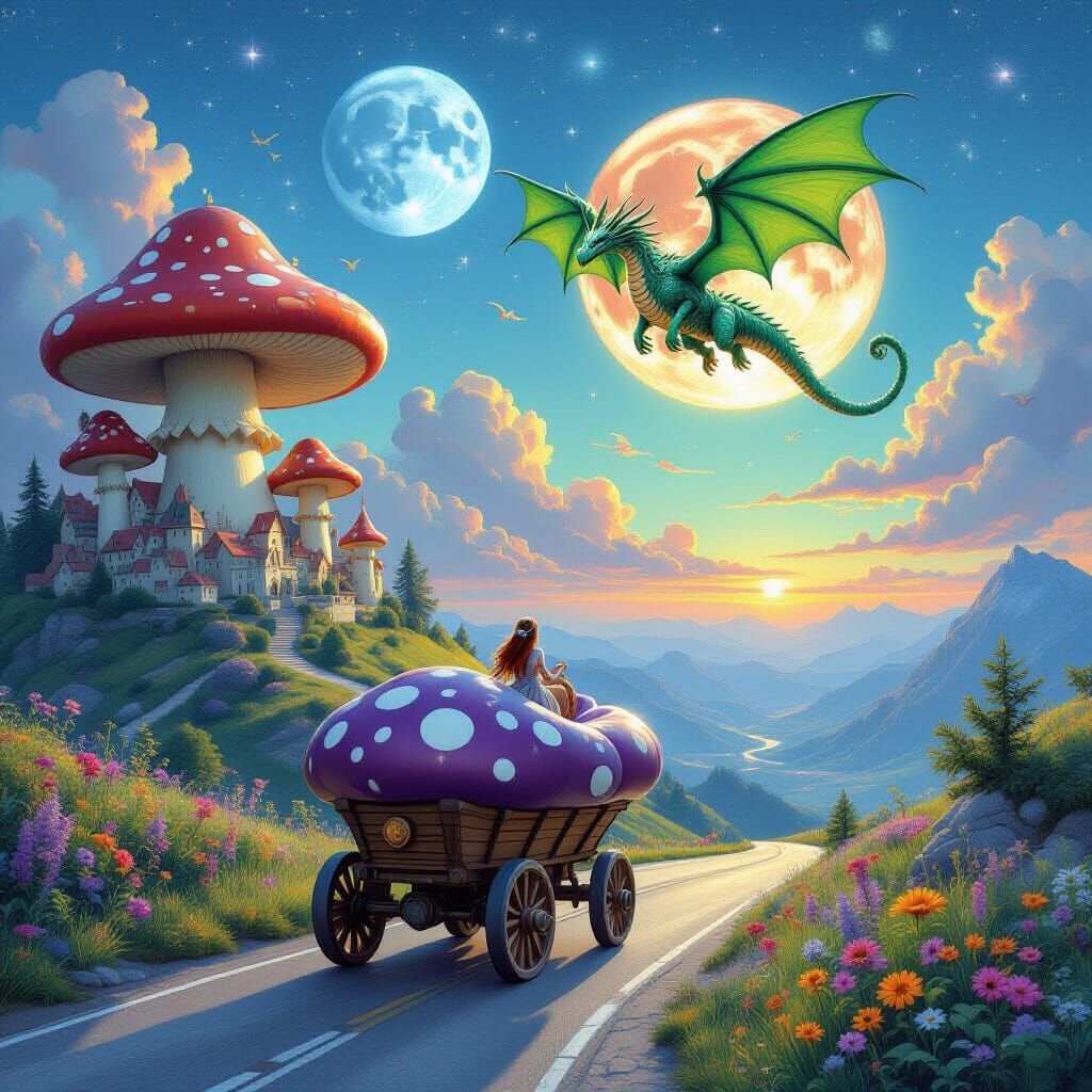 Mushroom City Wagon Ride with Clockwork Dragon
