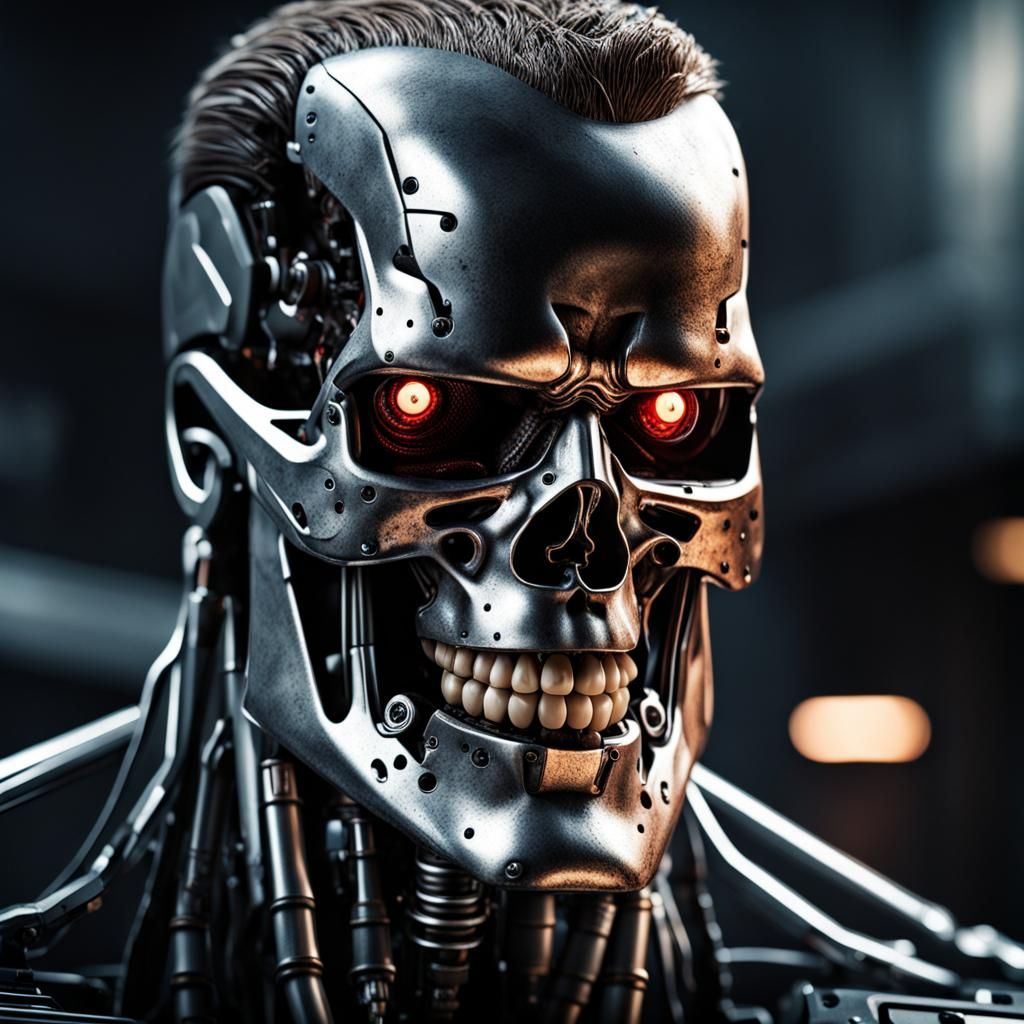 Hyperrealistic Terminator Portrait in Sharp Focus