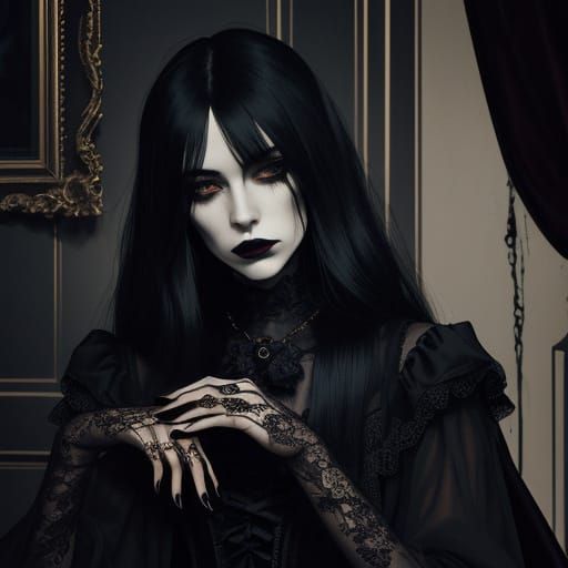 Surrealist Goth Fashion Portrait in Moody Study