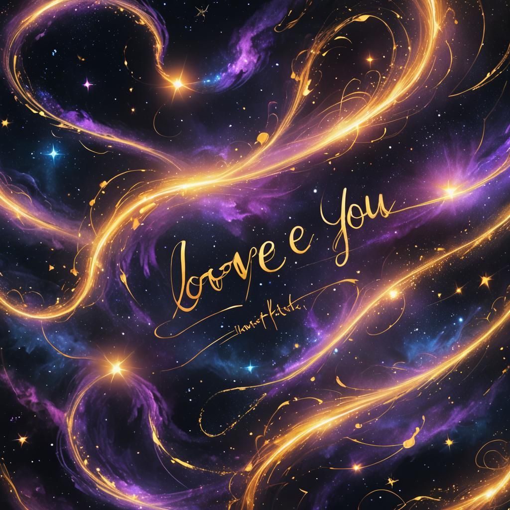 Cosmic Starlight Message: "I Love You" in Fantasy Art