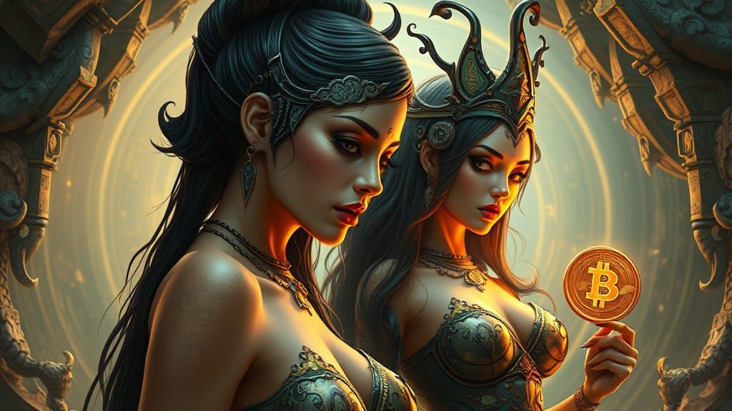 Seductive Indo-Futuristic Goddesses Unite in a Cyberpunk Bit...