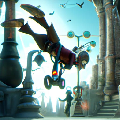 Eshay Flips on Scooter: Detailed Matte Painting