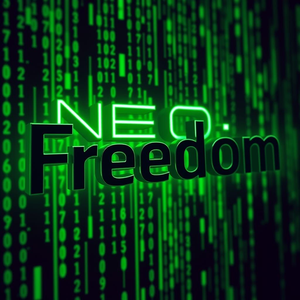 Neo_Freedom in Matrix Font with 3D Effect
