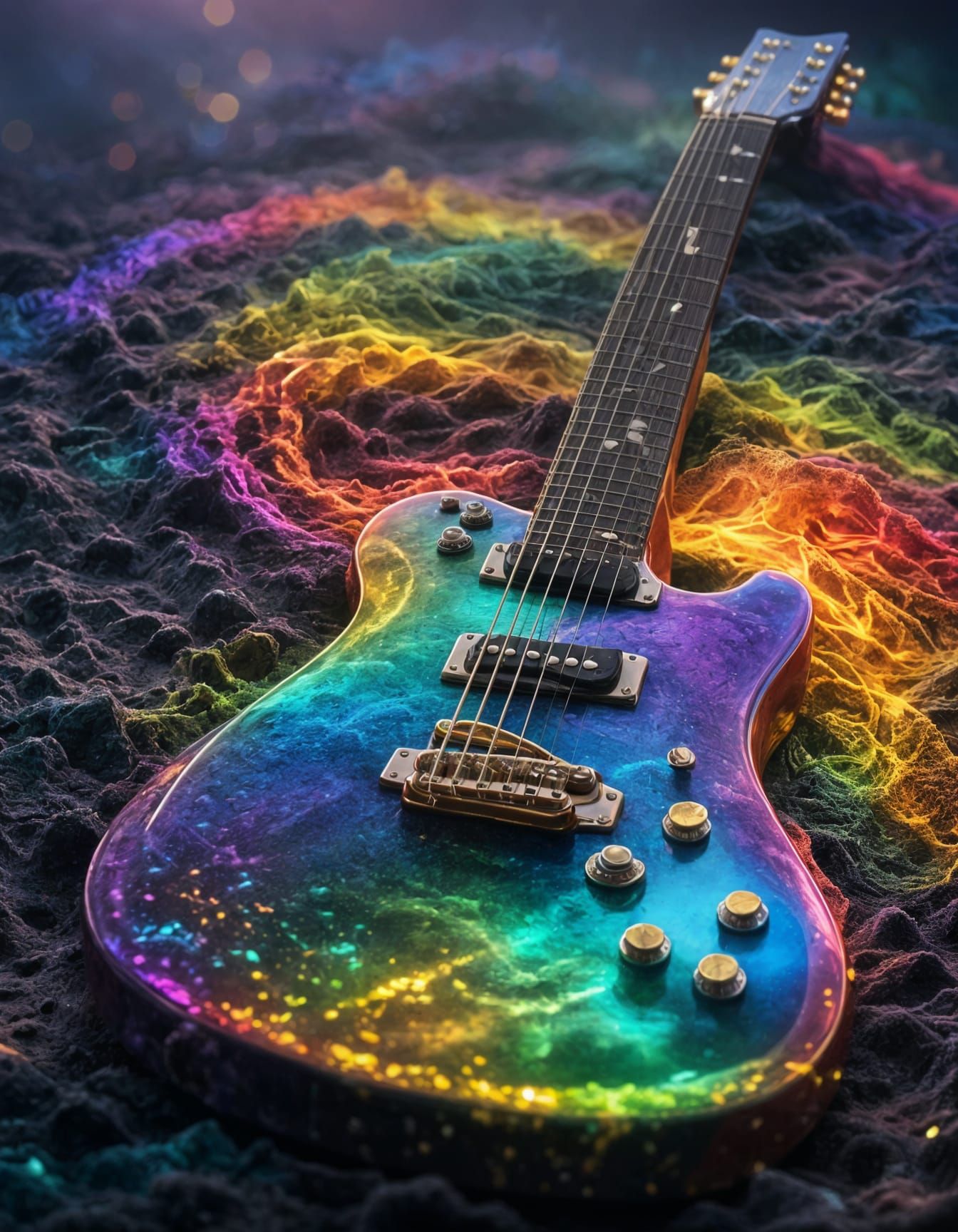 Rainbow Guitar in Realistic Style