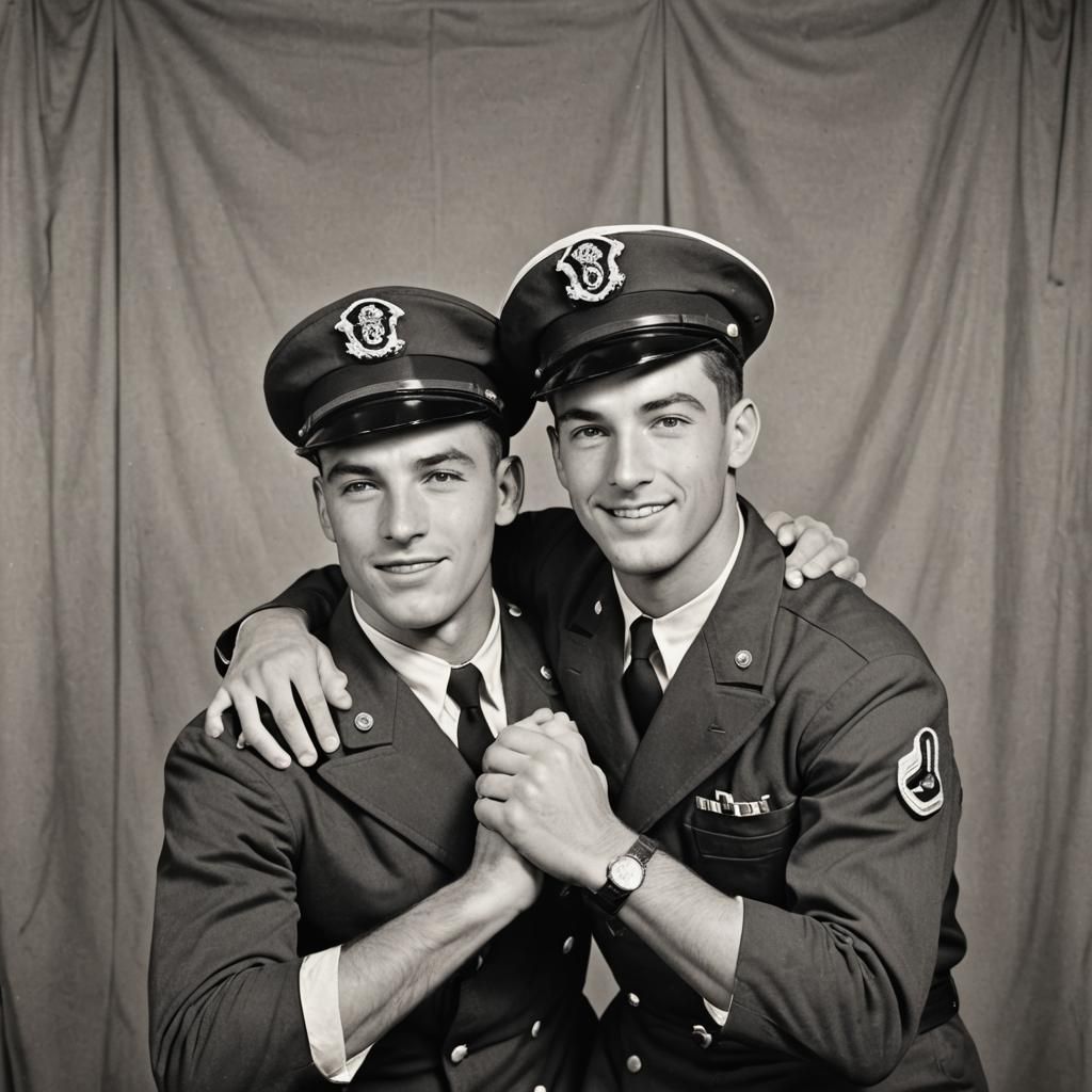1950s Photo of Two Young Navy Sailors