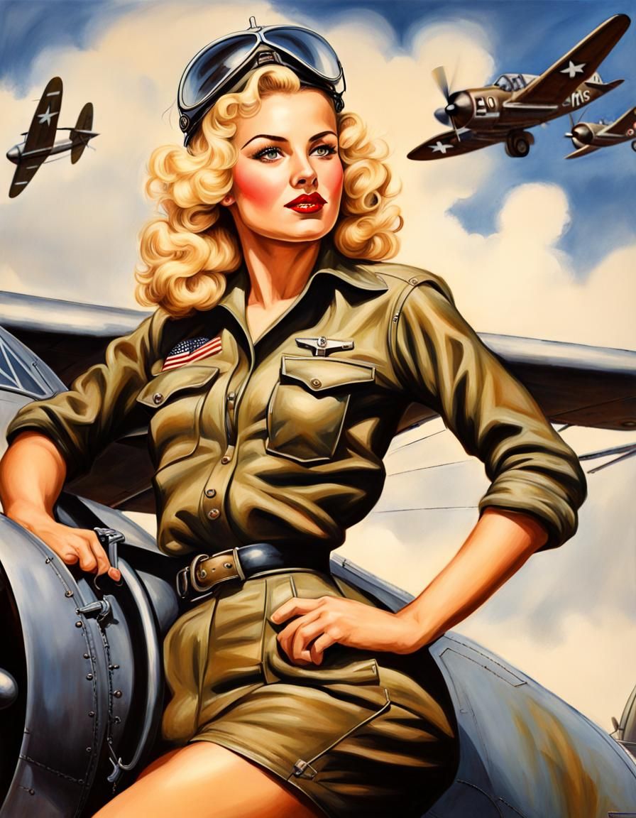 WWII Pilot in Pin-Up Style by Olivia De Berardinis