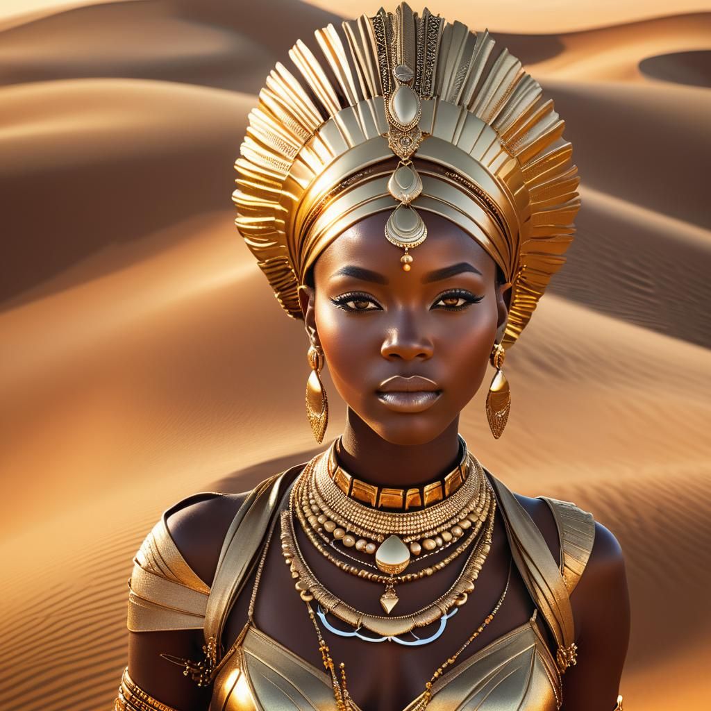 African Desert Goddess in Golden Hour