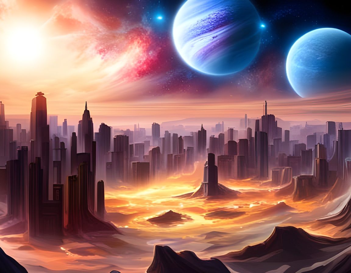 Advanced Alien City in Sideral Space