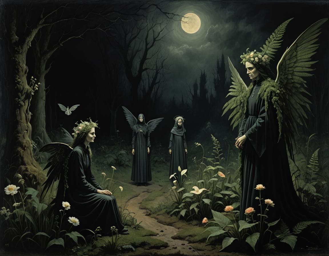 Gothic Dreamscape of Depression: Eerie Mystical Fern Art