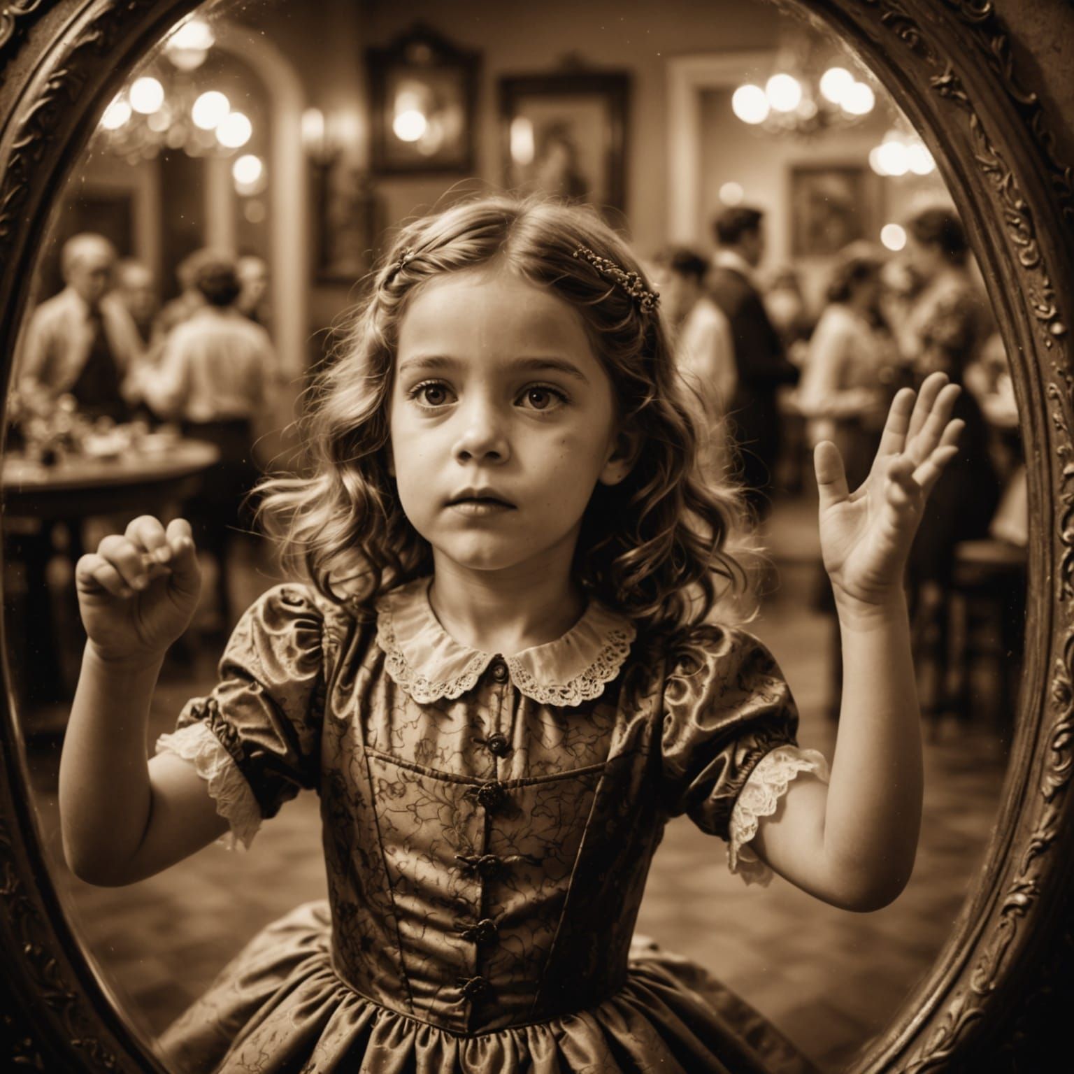 Sepia Vintage Photo: Dancing Through the Looking Glass