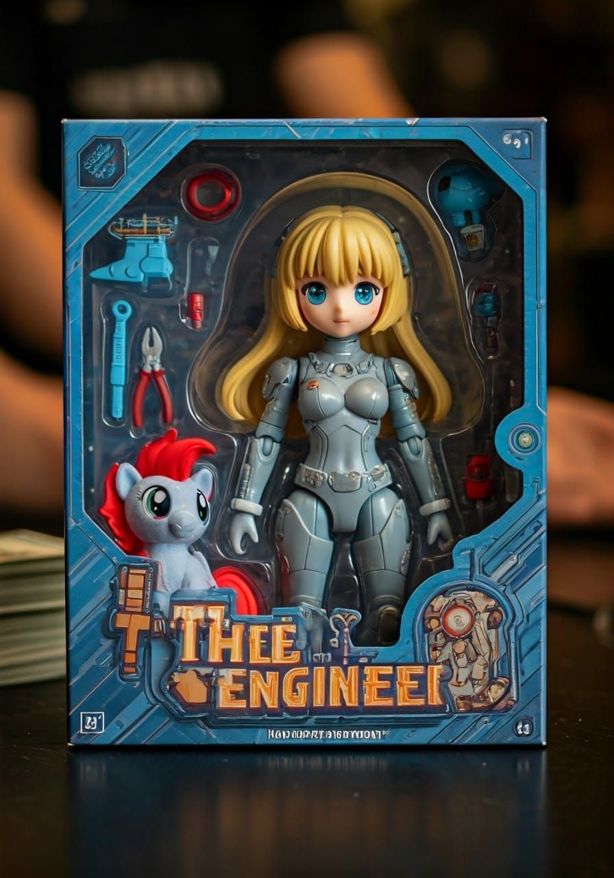 Sci-Fi Action Figure Box Art in Comic Book Style