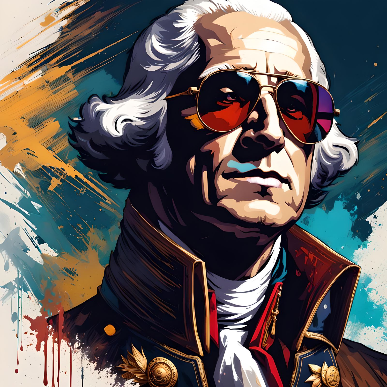 George Washington in Aviator Sunglasses: Digital Art