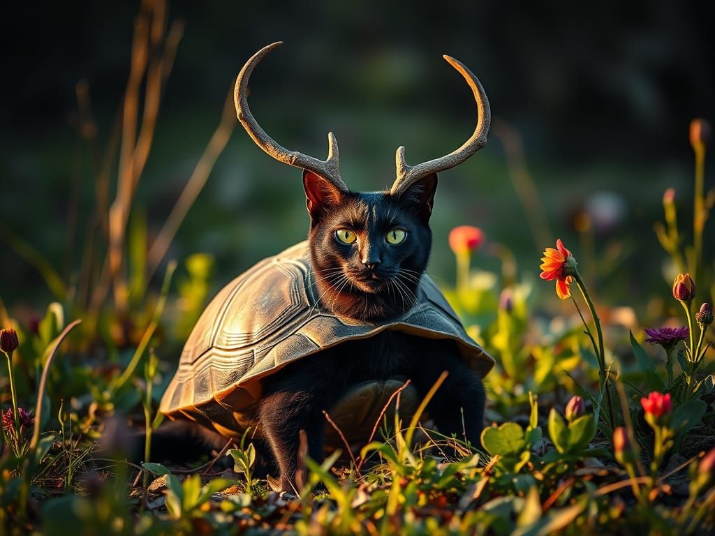 Majestic Tortoisecat in Golden Chiaroscuro