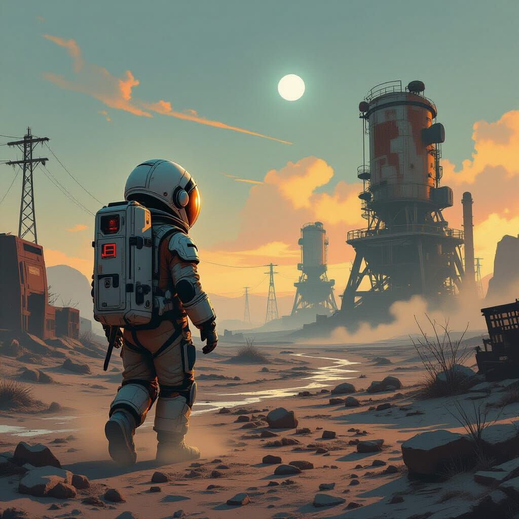 Child Explorer in Post-Apocalyptic Wasteland