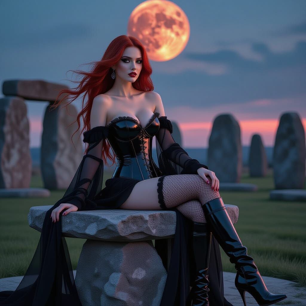 Gothic Goddess with Blood Moon