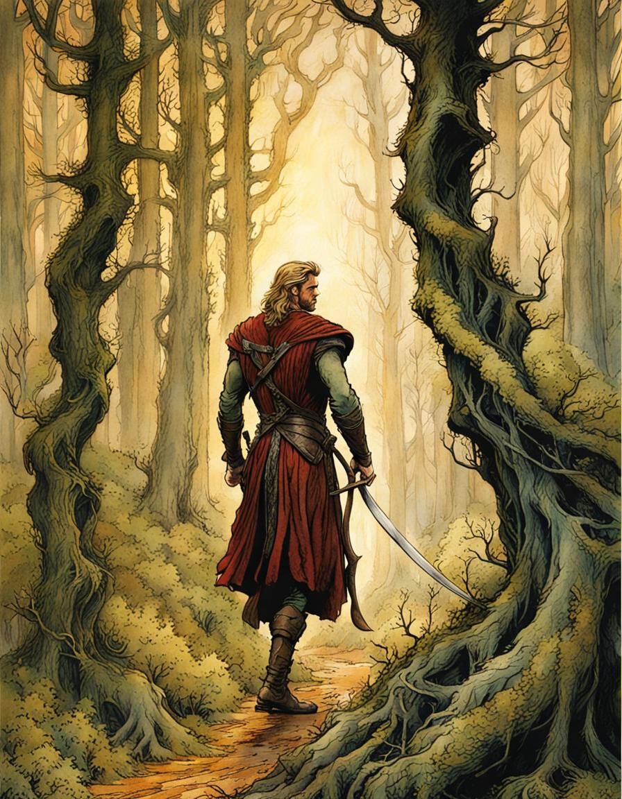 Huntsman in Twisted Forest, Rackham Style