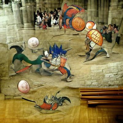 Dragonball Fight in Medieval Art Style